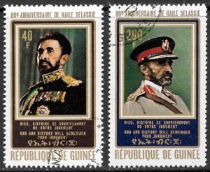 GUINEA 1972 ETHIOPIA EMPEROR HAILE SELASSIE Set Sc 634-635 CTO USED