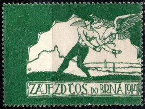 1914 Czechoslovakia Poster Stamp Drive & Tour From Brno, Czechia to Kos, Greece