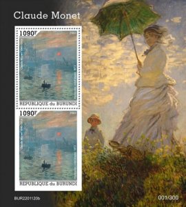 Burundi - 2022 Artist Claude Monet - 2 Stamp Souvenir Sheet - BUR2201120b