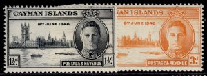 CAYMAN ISLANDS GVI SG127-128, 1946 VICTORY set, VLH MINT.