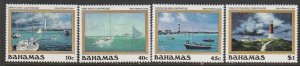 1987 Bahamas - Sc 630-3 - MNH VF - 4 single-Paintings of Alton Lowe- Lighthouses