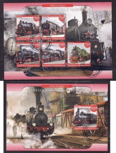 Malagasy- id1213-two used sheets-Steam Trains-Locomotives-2020-