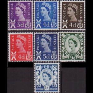 G.B.REGION-SCOTLAND 1967 - Scott# 7-13 Queen Mixed Set of 7 LH