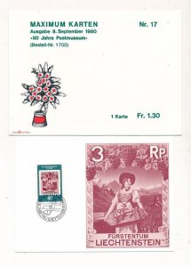 D405430 Liechtenstein Set of Maximum Cards 50 Years Postal Museum 1980