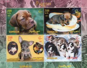 Somalia 2004 DOGS-PUPPIES-BUTTERFLIES  Sheetlet (4) Perforated MNH