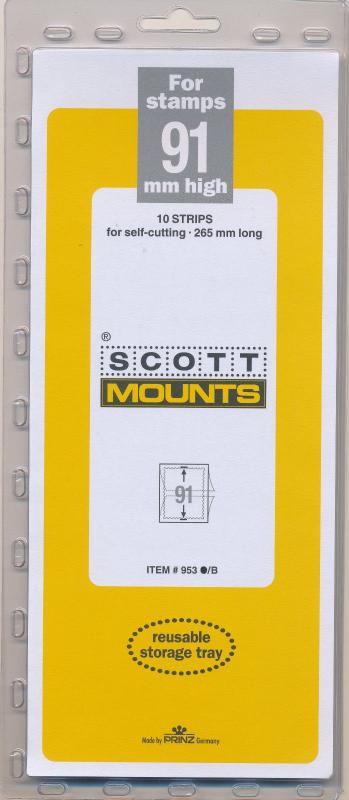 Prinz Scott Stamp Mount Size 91/265 mm - BLACK (Pack of 10) (91x265 91mm)  STRIP 