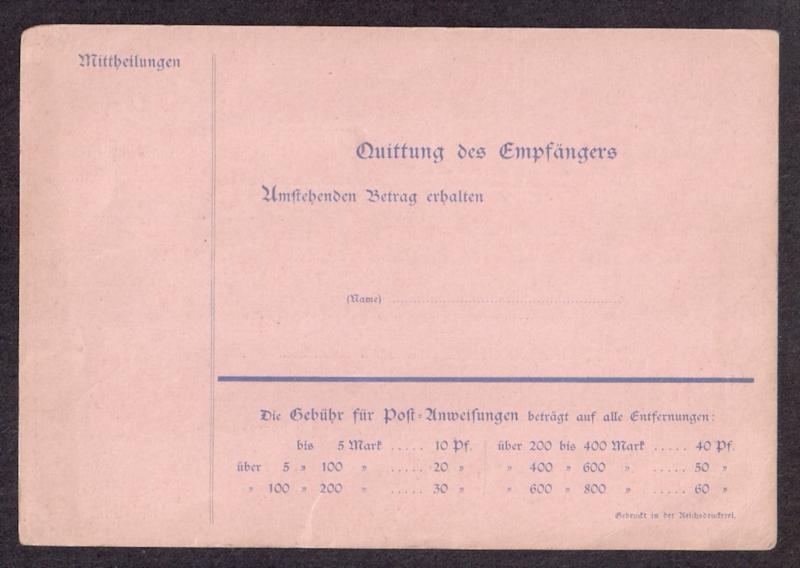 Germany: 1890s vintage postal form Postal Money Order