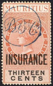 Mauritius BF35 13c Orange and Black Opt Insurance