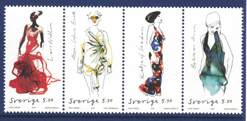 Sweden 2007 MNH Scott #2568a-#2568h 2 Strips of 4 5.50k Fashion Designs