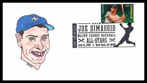 #4697 2012 Joe Dimaggio -10 MADE- HAND COLORED-  Yankees  Baseball - PMW CACHET