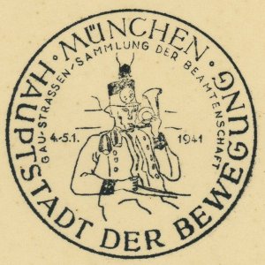 Germany Munich 1941 Capital of the Movement Civil Service Special Postmark Card