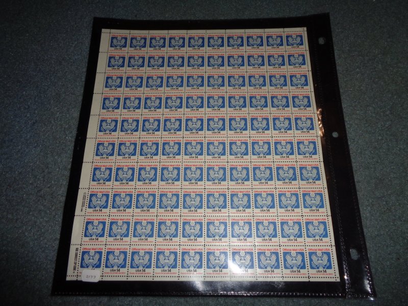 US SCOTT# O129A, FULL SHEET, MNH, OG