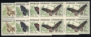 Central African Republic #8-11 Cat$39.80, 1960 Butterflies, 5fr-85fr, four hi...