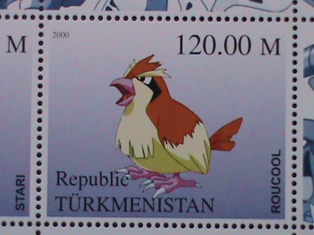 ​TURKMENISTAN-STAMP POKEMON CARTOON MNH STAMP:MINI SHEET RARE #2 VERY RARE