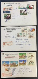 Portugal, Lot of 3 Registered 1980's Covers sent from Lisbon to North Carolina