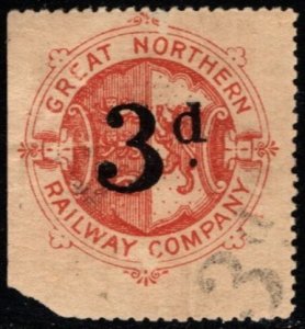 1891 Great Britain Revenue 3 Pence Great Northern Railway Company Letter Stamp