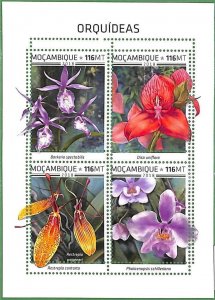 A2259 - MOZAMBIQUE - ERROR: MISPERF, Miniature sheet - 2018,Orchids, Flowers