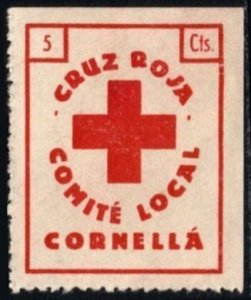 1937 Spain Civil War Charity Local Committee Cornella 5 Centimos Red Cross