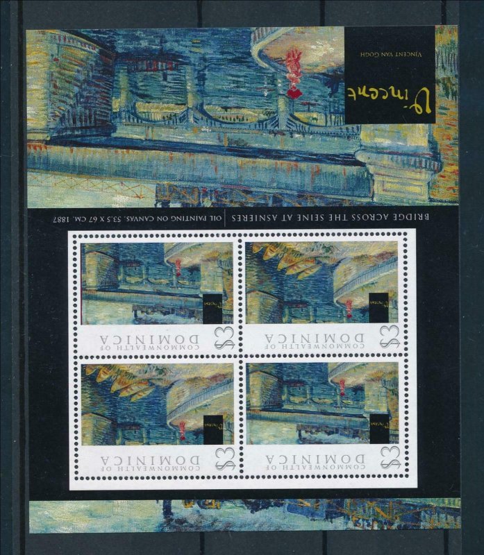 [107251] Dominica 2009 Art painting Van Gogh bridge across Seine Sheet MNH