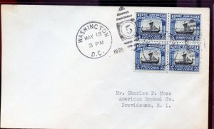 UNITED STATES SCOTT #620/21 NORSE AMERICA CENTERLINE BLOCKS ON 2 FIRST DAY COVER