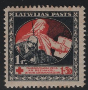 Latvia 1920 MH Sc B8 1r + 1.30r 'Mercy' helping soldier