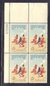 USA SCOTT # 1187 PLATE BLOCK of 4, 4c 1961 BLK #27036