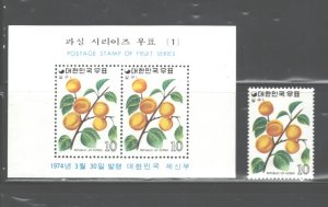 KOREA 1975  APRICOTS  # 893 - 893a  MNH