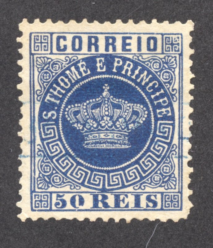 St Thomas & Prince Scott 14 UH - 1881 50r Portuguese Crown - SCV $3.00