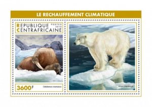 Central Africa - 2019 Global Warming - Stamp Souvenir Sheet - CA18909b