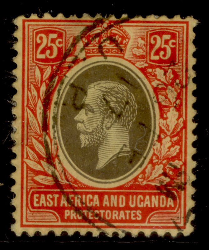 EAST AFRICA and UGANDA GV SG50c, 25c black and red/yellow, FINE USED. Cat £18.