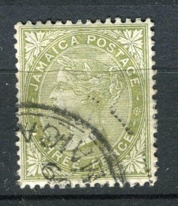 JAMAICA; 1890s early classic QV issue fine used 3d. value