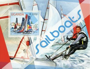 Uganda Boats Stamps 2012 MNH Sailboats Sailing Ships Nautical 1v S/S