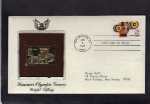 C108 Olympic Weight Lifting, FDC PCS cachet Gold Replica addressed