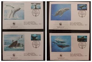 O)   1996 TONGA,  WWF- WORLD WILDLIFE  FUND,  WHALE, MEGAPTERA NOVAEAGLIAE, FDC