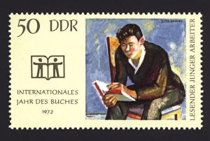 DDR Sc# 1393 50pf Young Worker Reading, Jutta Damme MNH