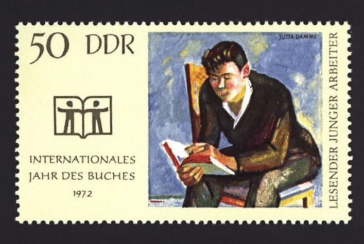 DDR Sc# 1393 50pf Young Worker Reading, Jutta Damme MNH