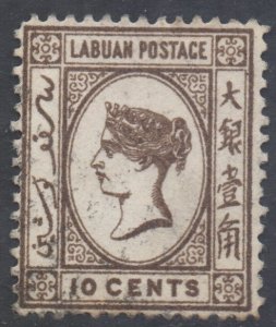 Labuan North Borneo Scott 36 - SG43, 1892 No Watermark 10c used