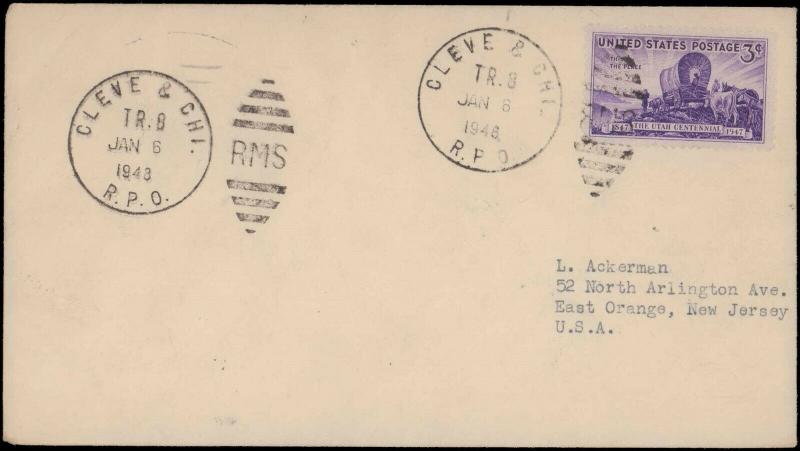 1948 CLEVE & CHI.  RPO RAILROAD CANCEL