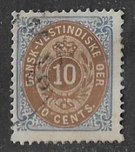 Danish West Indies Sc #10c  10c with inverted frame used VF