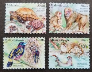 Malaysia Endangered Wildlife 2022 Bird Turtle Monkey Otter Tortoise (stamp) MNH