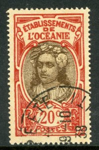 French  Polynesia 1927 Tahiti Girl 20¢ Scott #32 VFU I329