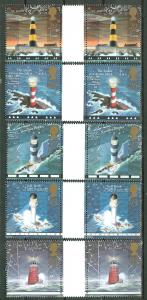 Great Britain # 1804-08 Lighthouses GUTTER PAIRS  (5)  Mint NH