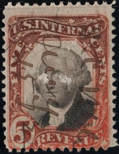 R137 5¢ Third Issue: Internal Revenue (1871) Used/Fault