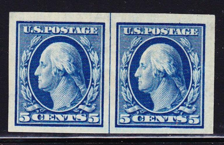 #347 Washington 5c Imperf Center Line Pair Jumbo Unused OG