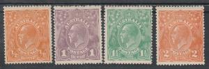 AUSTRALIA 1918 KGV RANGE TO 2D SINGLE WMK INC 1/2D INVERTED 