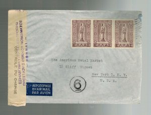 1940s Greece Censored Cover to USA