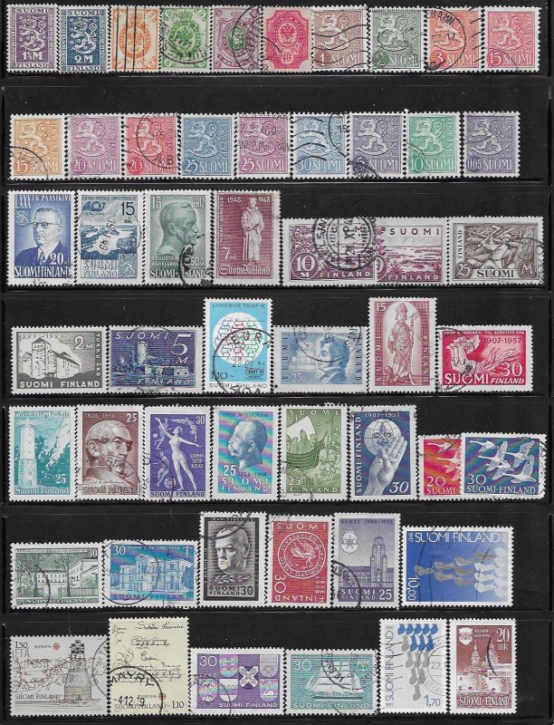 12724  Finland mini-collection of 52 diff. used stamps, only 5¢ each - 12724