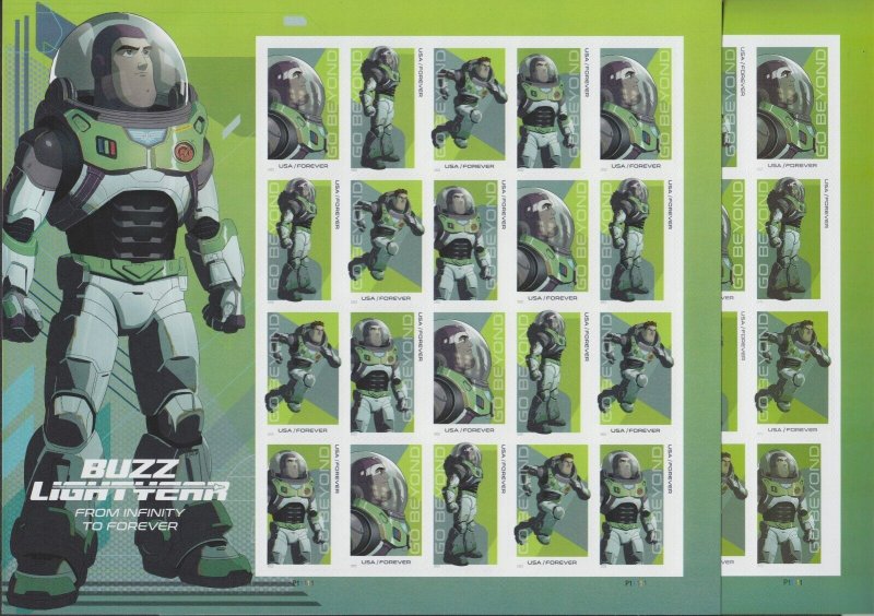 WYSTAMPS: Buzz Lightyear POSTAL COUNTERFEIT ERROR Missing inscription! Full pane