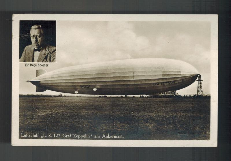 1931 Meiningen Germany Graf Zeppelin Real Picture Postcard Cover to Bohemia