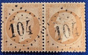 France-Scott #25, Used Pair, Emperor Napoleon III, CV $7.50